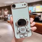 Galvanisierte Astronauten-Halterung Handyhülle, Für iPhone 17e / 16e, Für iPhone 17 Pro Max, Für iPhone 17 Pro, Für iPhone 17, Für iPhone Air, Für iPhone 16 Pro Max, Für iPhone 16 Pro, Für iPhone 16 Plus