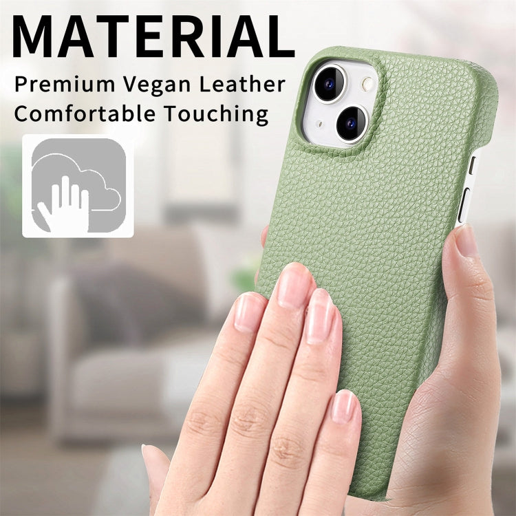 Litchi Oil Edge Leather Back Phone Case, For iPhone 15