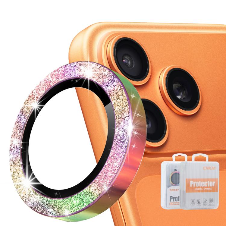 ENKAY Hat-Prince Glitter Rear Lens Aluminium Alloy Tempered Glass Film, For iPhone 17 Pro / 17 Pro Max, For iPhone 17, For iPhone Air, For iPhone 15 Pro / 15 Pro Max, For iPhone 15 / 15 Plus