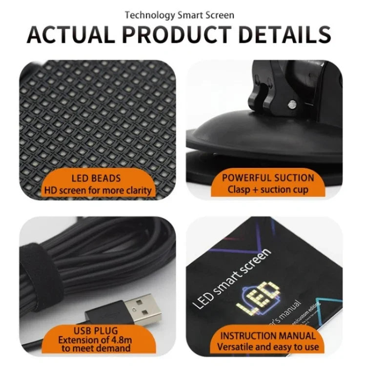 P64L Auto-Heckscheiben-Lauftext LED-Matrix-Panel DIY Textmuster Ausdrucksbildschirm, P64L