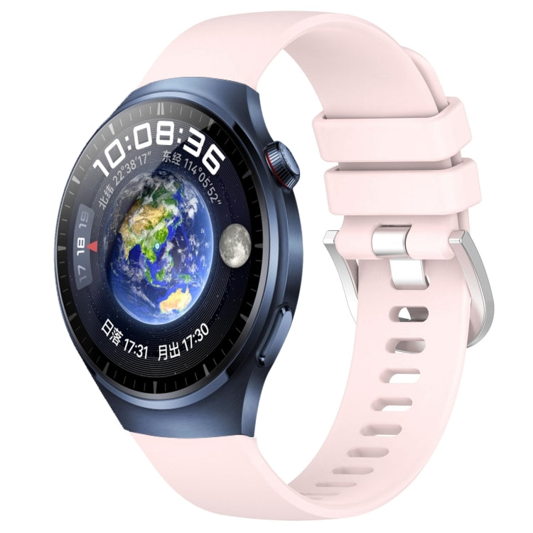 Liquid Glossy Silver Buckle Silicone Watch Band, For Huawei Watch GT4 46mm 22mm, For Huawei Watch GT4 41mm 18mm, For Huawei Watch 4 Pro 22mm, For Huawei Watch 4 22mm