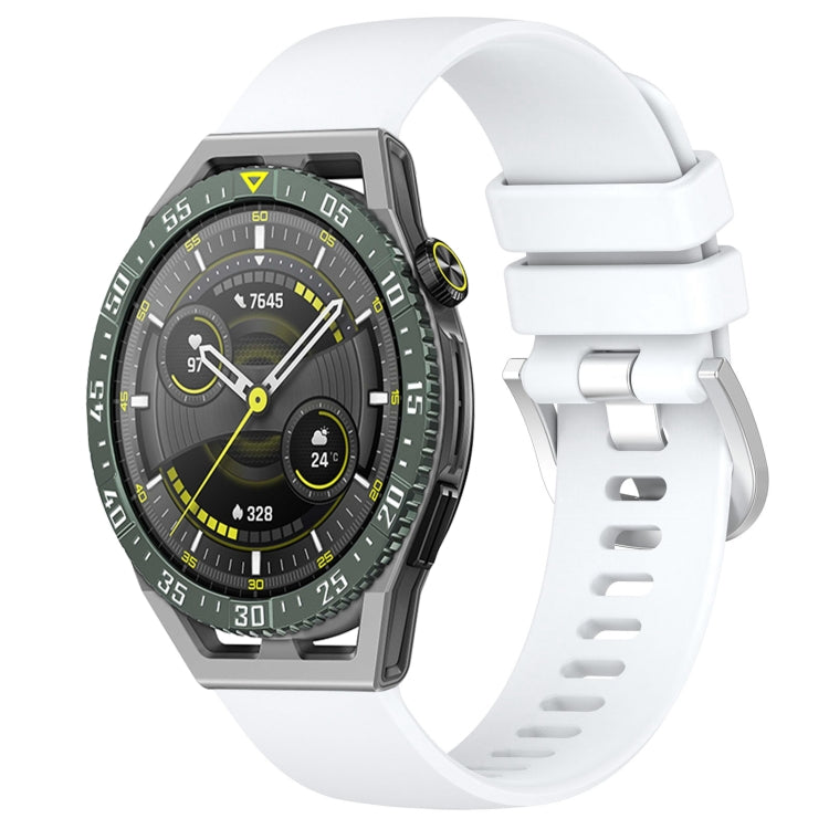 Liquid Glossy Silver Buckle Silicone Watch Band, For Huawei Watch GT3 SE 22mm, For Huawei Watch GT3 Pro 46mm 22mm, For Huawei Watch GT3 Pro 43mm 20mm, For Huawei Watch GT3 46mm 22mm