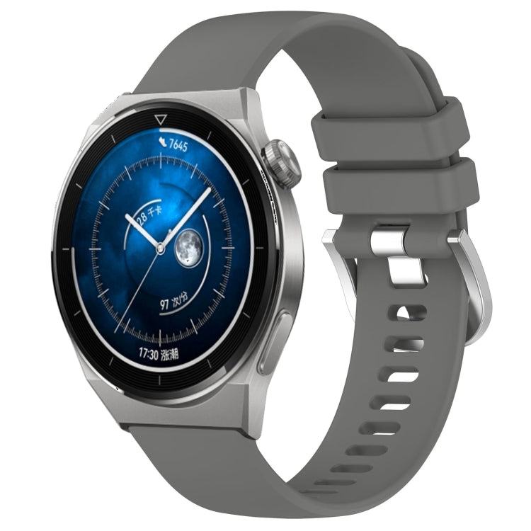 Liquid Glossy Silver Buckle Silicone Watch Band, For Huawei Watch GT3 SE 22mm, For Huawei Watch GT3 Pro 46mm 22mm, For Huawei Watch GT3 Pro 43mm 20mm, For Huawei Watch GT3 46mm 22mm
