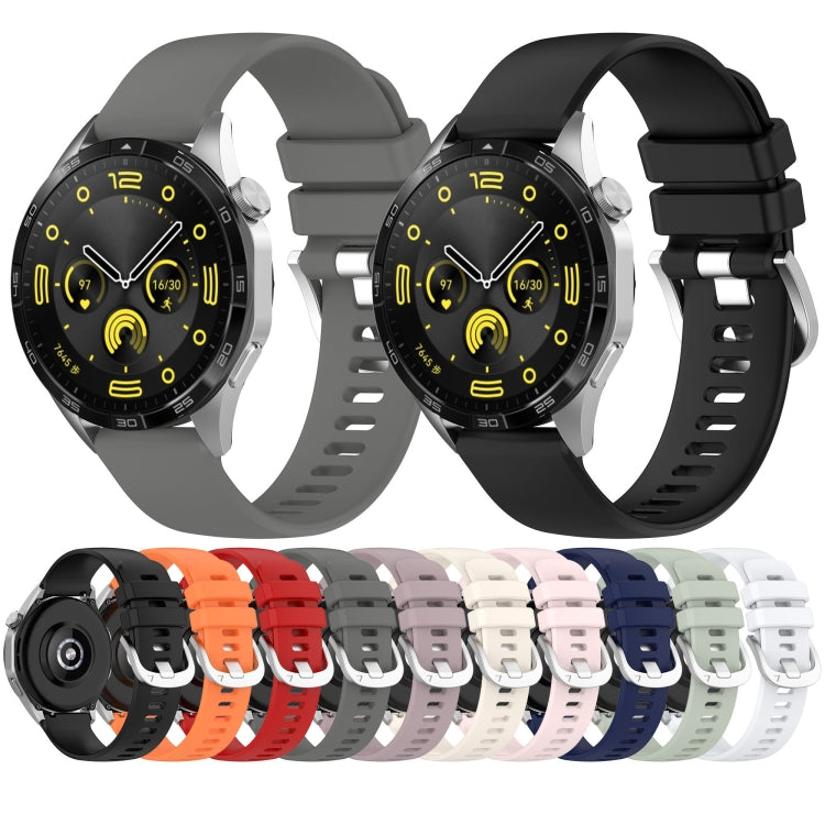 Liquid Glossy Silver Buckle Silicone Watch Band, For Huawei Watch GT3 42mm 20mm, For Huawei Watch 3 22mm, For Huawei Watch GT2 Pro 22mm, For Huawei Watch GT2 46mm 22mm