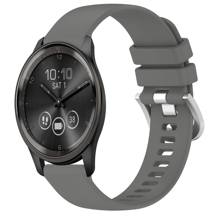 Liquid Glossy Silver Buckle Silicone Watch Band, For Garmin Active5, For Garmin VivoMove Trend, For Garmin Venu SQ2, For Garmin Venu / Venu SQ