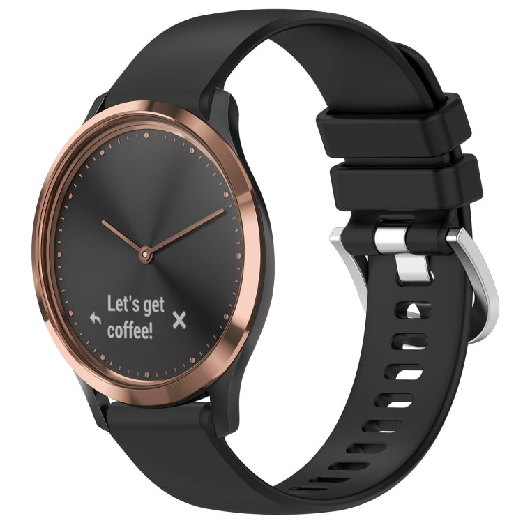 Liquid Glossy Silver Buckle Silicone Watch Band, For Garmin Forerunner245 / 245 Music, For Garmin VivoMove Style / Vivomove, For Garmin Vivomove HR Sport, For Garmin Vivoactive 5