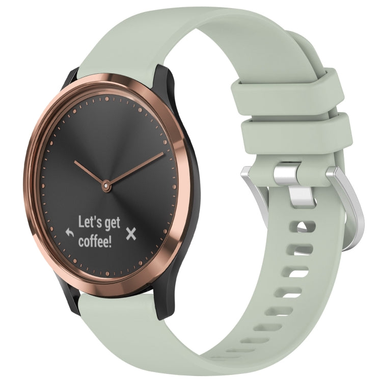 Liquid Glossy Silver Buckle Silicone Watch Band, For Garmin Forerunner245 / 245 Music, For Garmin VivoMove Style / Vivomove, For Garmin Vivomove HR Sport, For Garmin Vivoactive 5