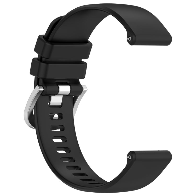 Liquid Glossy Silver Buckle Silicone Watch Band, For Garmin Forerunner245 / 245 Music, For Garmin VivoMove Style / Vivomove, For Garmin Vivomove HR Sport, For Garmin Vivoactive 5