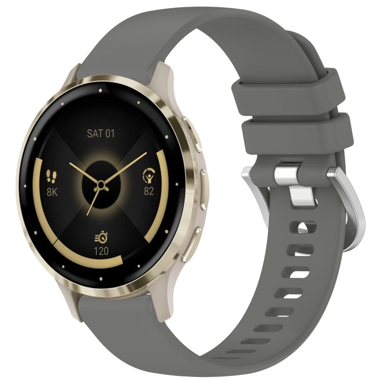 Liquid Glossy Silver Buckle Silicone Watch Band, For Garmin Venu 3S, For Garmin Forerunner 265S, For Garmin Forerunner 255S Music / 255S, For Garmin Venu 2S
