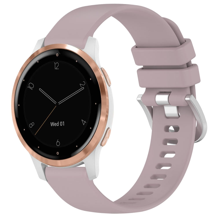Liquid Glossy Silver Buckle Silicone Watch Band, For Garmin Vivoactive 4S, For Garmin Vivomove 3S