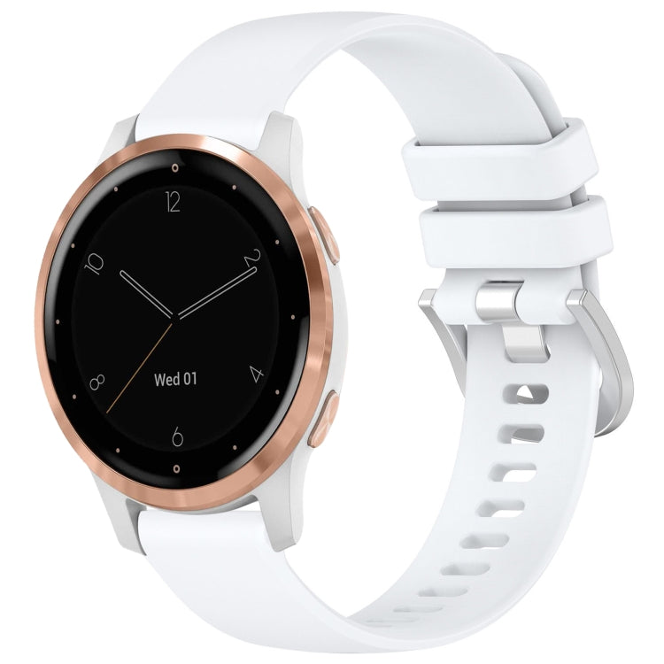 Liquid Glossy Silver Buckle Silicone Watch Band, For Garmin Vivoactive 4S, For Garmin Vivomove 3S