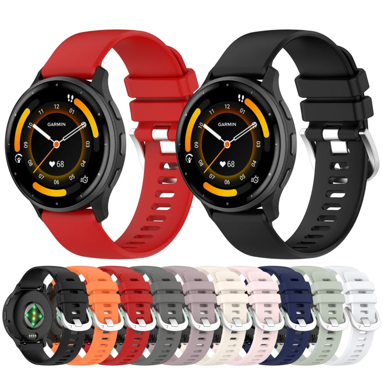 Liquid Glossy Silver Buckle Silicone Watch Band, For Garmin Venu 3S, For Garmin Forerunner 265S, For Garmin Forerunner 255S Music / 255S, For Garmin Venu 2S