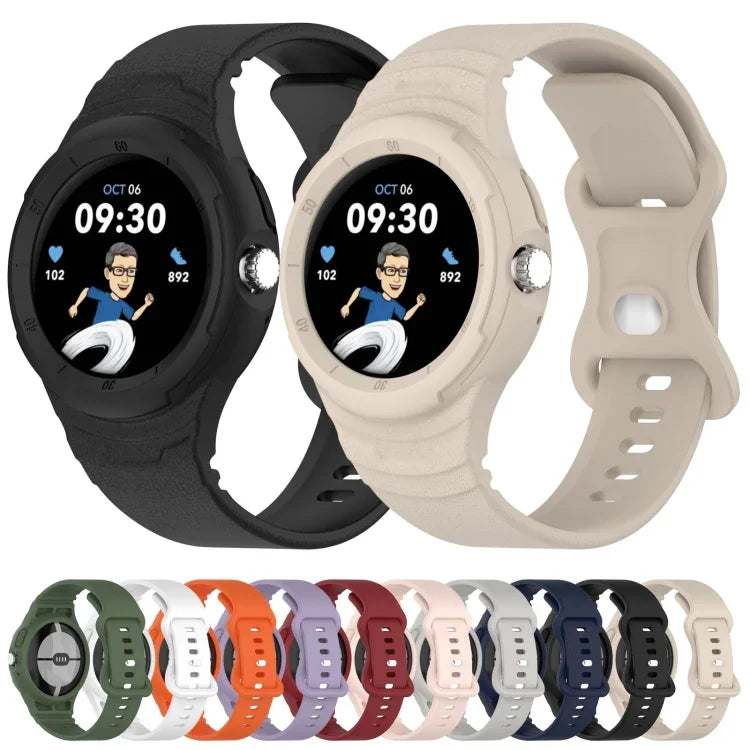 Integriertes Silikonarmband in Lederoptik für Google Pixel Watch 2