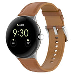 Top Layer Leather Embossed Sewing Watch Band, For Google Pixel Watch 4 / 3 / 2 / 1 41mm