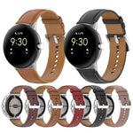 Top Layer Leather Embossed Sewing Watch Band, For Google Pixel Watch 4 / 3 / 2 / 1 41mm