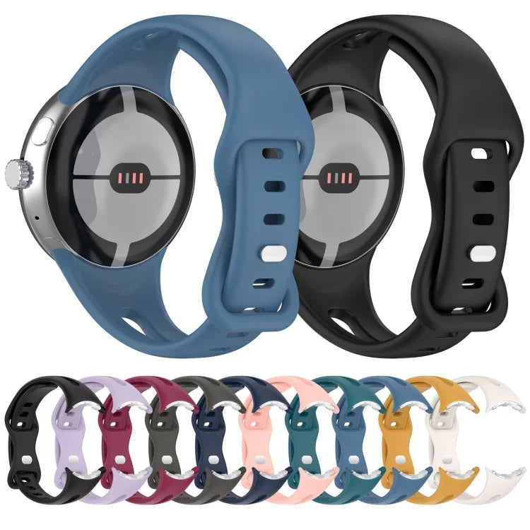 Schmale Silikon-Uhrenarmbänder mit Schmetterlingsverschluss für Google Pixel Watch 4 / 3 / 2 / 1 (41 mm)