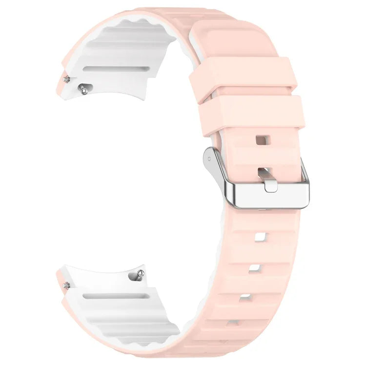 Two Color Horizontal Silicone Watch Band, For Samsung Galaxy Watch 4, For Samsung Galaxy Watch 4 Classic 46mm, For Samsung Galaxy Watch 3 41mm