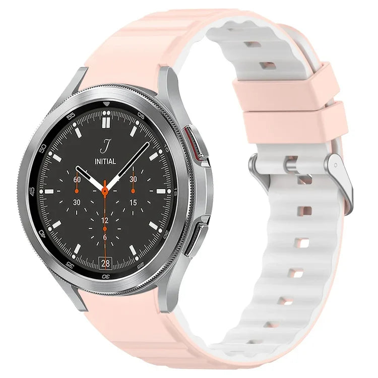Two Color Horizontal Silicone Watch Band, For Samsung Galaxy Watch 4, For Samsung Galaxy Watch 4 Classic 46mm, For Samsung Galaxy Watch 3 41mm