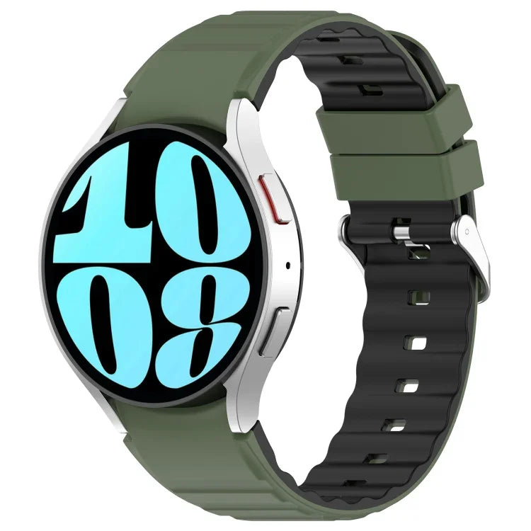 Two Color Horizontal Silicone Watch Band, For Samsung Galaxy Watch 4, For Samsung Galaxy Watch 4 Classic 46mm, For Samsung Galaxy Watch 3 41mm