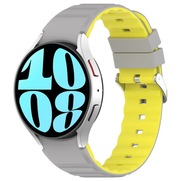 Two Color Horizontal Silicone Watch Band, For Samsung Galaxy Watch 4, For Samsung Galaxy Watch 4 Classic 46mm, For Samsung Galaxy Watch 3 41mm