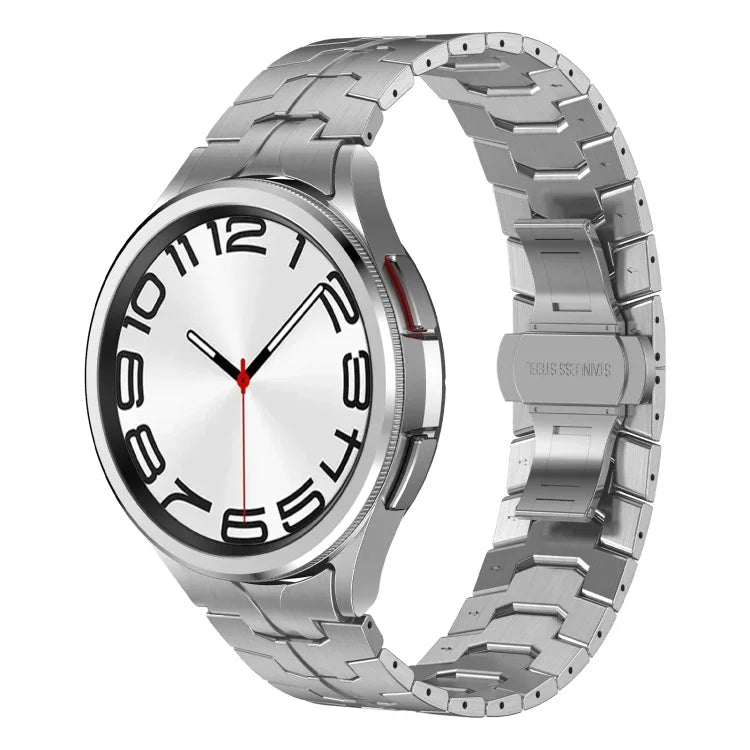 Iron Man Armband aus Edelstahl mit gebogenem Verschluss, passend für Samsung Galaxy Watch6 Classic (43/47 mm), Samsung Galaxy Watch6 (40/44 mm), Samsung Galaxy Watch5 (40/44 mm), Samsung Galaxy Watch5 Pro, Samsung Galaxy Watch4 (40/44 mm)...