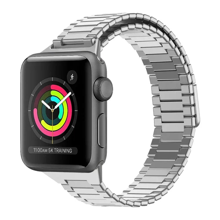 Magnetisches Uhrenarmband aus Bambus und Edelstahl, passend für Apple Watch Series 3 (38 mm) und Apple Watch Series 3 (42 mm).