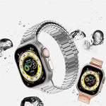 Armband aus Bambus und magnetischem Edelstahl, für Apple Watch Series 8 41mm, für Apple Watch Series 8 45mm, für Apple Watch SE 2022 40mm, für Apple Watch SE 2022 44mm, für Apple Watch Series 7 41mm, für Apple Watch Series 7 45mm