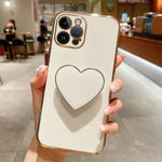 Handyhülle aus TPU mit galvanisiertem Liebesherzhalter, für iPhone 14 Pro Max, für iPhone SE 2022 / 2020 / 7 / 8, für iPhone 13 Pro Max, für iPhone 13 Pro, für iPhone 13, für iPhone 13 mini, für iPhone 12, für iPhone 12 Pro Max