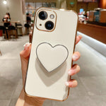 Handyhülle aus TPU mit galvanisiertem Liebesherzhalter, für iPhone 14 Pro Max, für iPhone SE 2022 / 2020 / 7 / 8, für iPhone 13 Pro Max, für iPhone 13 Pro, für iPhone 13, für iPhone 13 mini, für iPhone 12, für iPhone 12 Pro Max