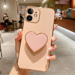 Handyhülle aus TPU mit galvanisiertem Liebesherzhalter, für iPhone 14 Pro Max, für iPhone SE 2022 / 2020 / 7 / 8, für iPhone 13 Pro Max, für iPhone 13 Pro, für iPhone 13, für iPhone 13 mini, für iPhone 12, für iPhone 12 Pro Max