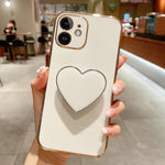 Handyhülle aus TPU mit galvanisiertem Liebesherzhalter, für iPhone 14 Pro Max, für iPhone SE 2022 / 2020 / 7 / 8, für iPhone 13 Pro Max, für iPhone 13 Pro, für iPhone 13, für iPhone 13 mini, für iPhone 12, für iPhone 12 Pro Max