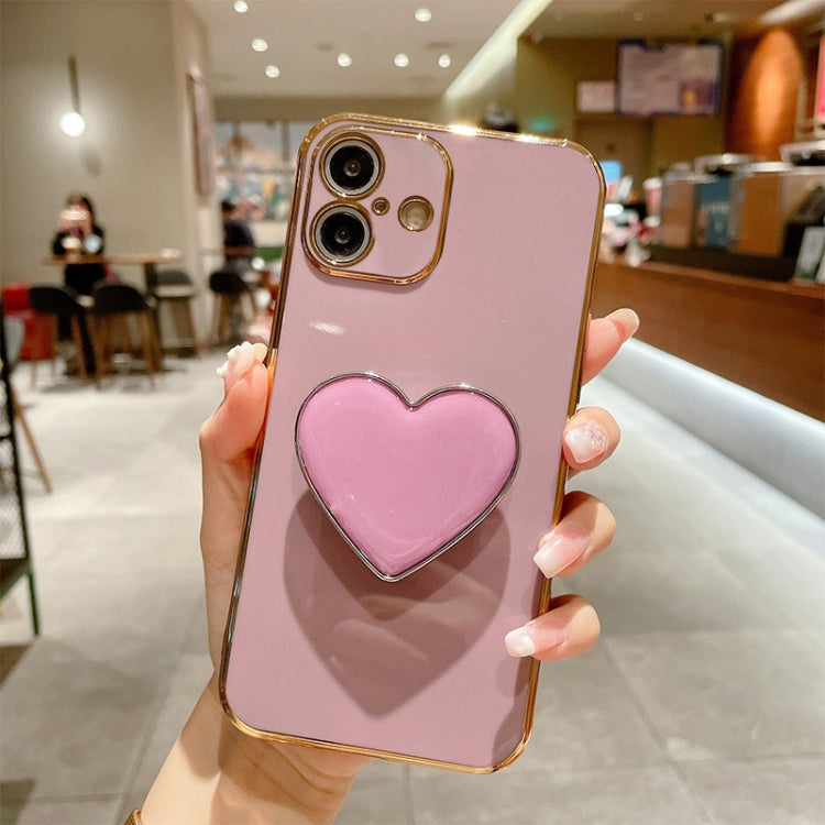 Galvanisierte Liebesherz-Halterung TPU Handyhülle, Für iPhone 17e / 16e, Für iPhone 17 Pro Max, Für iPhone 17 Pro, Für iPhone 17, Für iPhone Air, Für iPhone 16 Pro Max, Für iPhone 16 Pro, Für iPhone 16 Plus