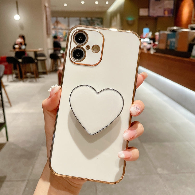 Galvanisierte Liebesherz-Halterung TPU Handyhülle, Für iPhone 17e / 16e, Für iPhone 17 Pro Max, Für iPhone 17 Pro, Für iPhone 17, Für iPhone Air, Für iPhone 16 Pro Max, Für iPhone 16 Pro, Für iPhone 16 Plus