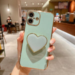Galvanisierte Liebesherz-Halterung TPU Handyhülle, Für iPhone 17e / 16e, Für iPhone 17 Pro Max, Für iPhone 17 Pro, Für iPhone 17, Für iPhone Air, Für iPhone 16 Pro Max, Für iPhone 16 Pro, Für iPhone 16 Plus