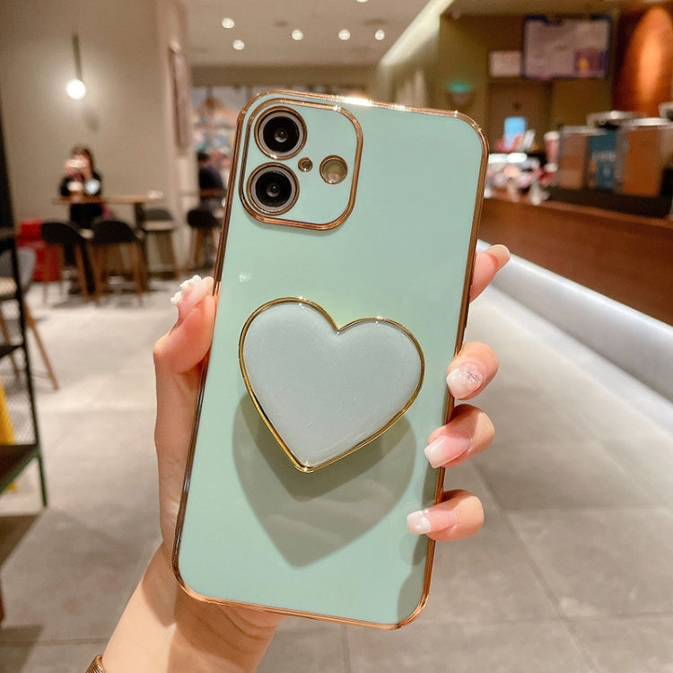 Galvanisierte Liebesherz-Halterung TPU Handyhülle, Für iPhone 17e / 16e, Für iPhone 17 Pro Max, Für iPhone 17 Pro, Für iPhone 17, Für iPhone Air, Für iPhone 16 Pro Max, Für iPhone 16 Pro, Für iPhone 16 Plus