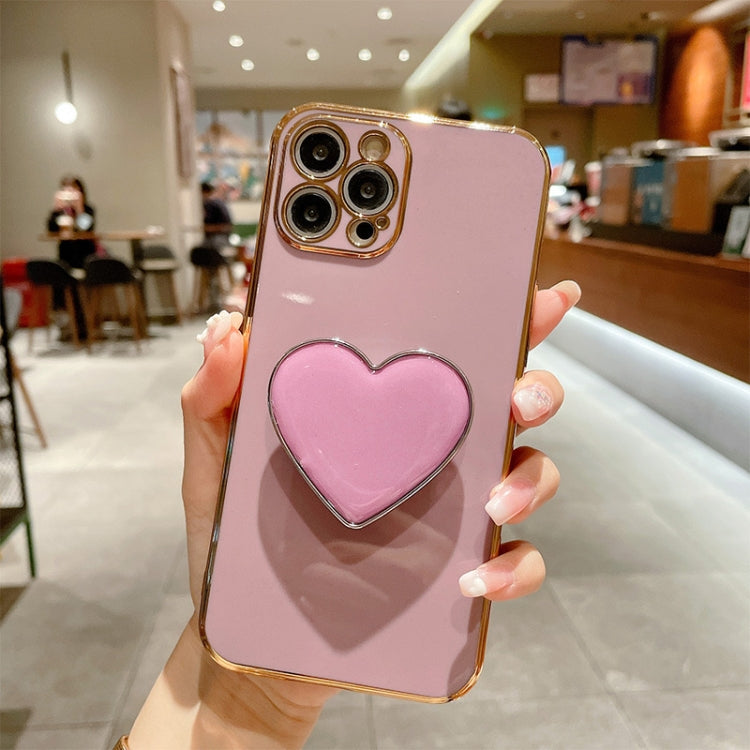 Galvanisierte Liebesherz-Halterung TPU Handyhülle, Für iPhone 17e / 16e, Für iPhone 17 Pro Max, Für iPhone 17 Pro, Für iPhone 17, Für iPhone Air, Für iPhone 16 Pro Max, Für iPhone 16 Pro, Für iPhone 16 Plus