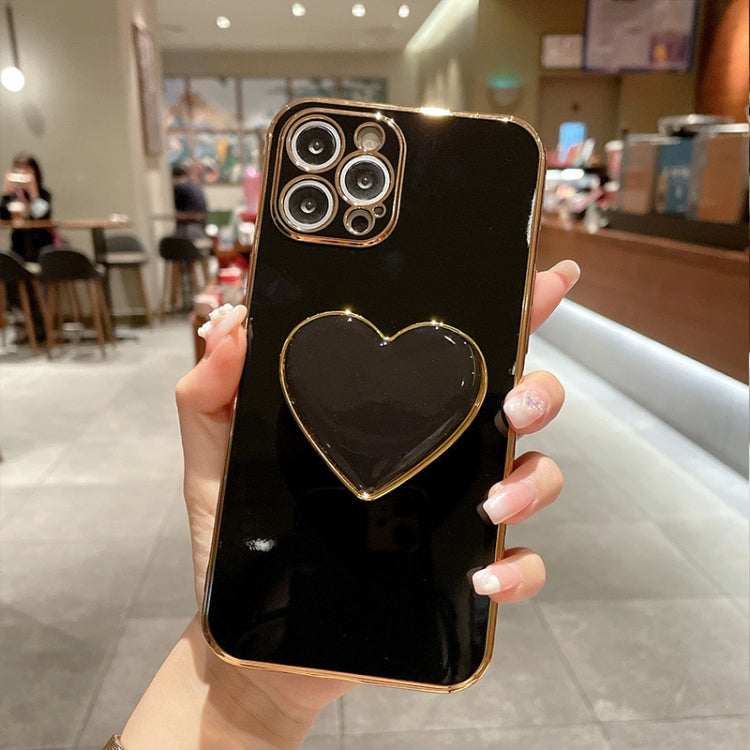 Galvanisierte Liebesherz-Halterung TPU Handyhülle, Für iPhone 17e / 16e, Für iPhone 17 Pro Max, Für iPhone 17 Pro, Für iPhone 17, Für iPhone Air, Für iPhone 16 Pro Max, Für iPhone 16 Pro, Für iPhone 16 Plus