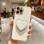 Galvanisierte Liebesherz-Halterung TPU Handyhülle, Für iPhone 17e / 16e, Für iPhone 17 Pro Max, Für iPhone 17 Pro, Für iPhone 17, Für iPhone Air, Für iPhone 16 Pro Max, Für iPhone 16 Pro, Für iPhone 16 Plus