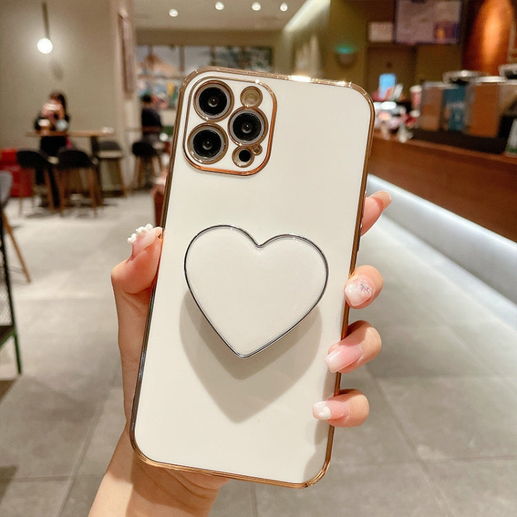 Galvanisierte Liebesherz-Halterung TPU Handyhülle, Für iPhone 17e / 16e, Für iPhone 17 Pro Max, Für iPhone 17 Pro, Für iPhone 17, Für iPhone Air, Für iPhone 16 Pro Max, Für iPhone 16 Pro, Für iPhone 16 Plus