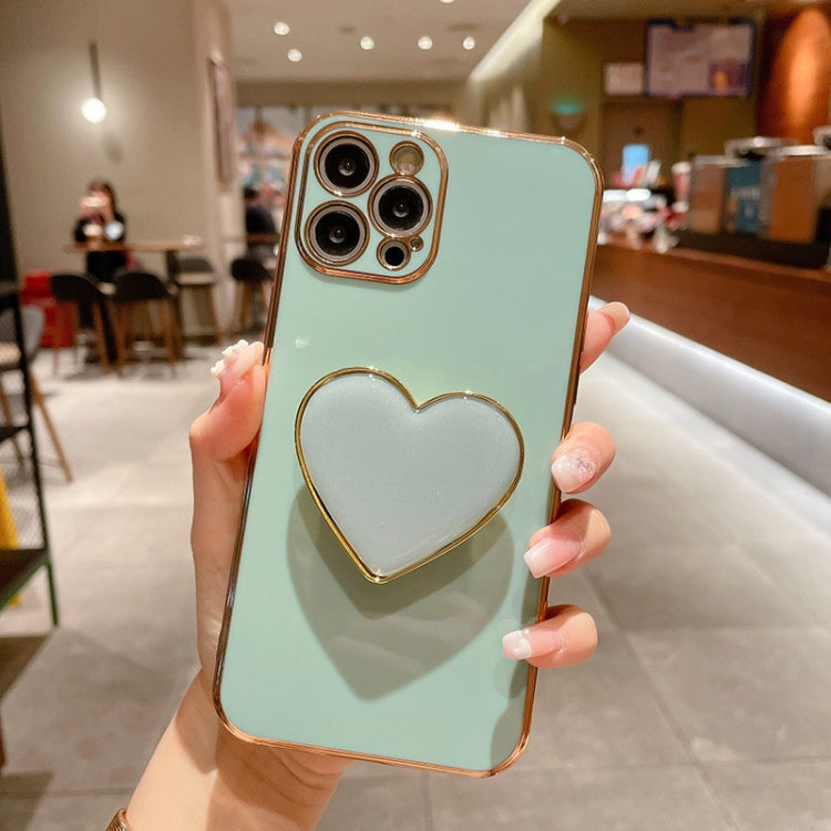 Galvanisierte Liebesherz-Halterung TPU Handyhülle, Für iPhone 17e / 16e, Für iPhone 17 Pro Max, Für iPhone 17 Pro, Für iPhone 17, Für iPhone Air, Für iPhone 16 Pro Max, Für iPhone 16 Pro, Für iPhone 16 Plus