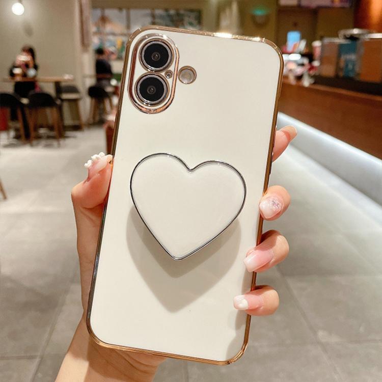 Galvanisierte Liebesherz-Halterung TPU Handyhülle, Für iPhone 17e / 16e, Für iPhone 17 Pro Max, Für iPhone 17 Pro, Für iPhone 17, Für iPhone Air, Für iPhone 16 Pro Max, Für iPhone 16 Pro, Für iPhone 16 Plus