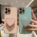 Handyhülle aus TPU mit galvanisiertem Liebesherzhalter, für iPhone 14 Pro Max, für iPhone SE 2022 / 2020 / 7 / 8, für iPhone 13 Pro Max, für iPhone 13 Pro, für iPhone 13, für iPhone 13 mini, für iPhone 12, für iPhone 12 Pro Max