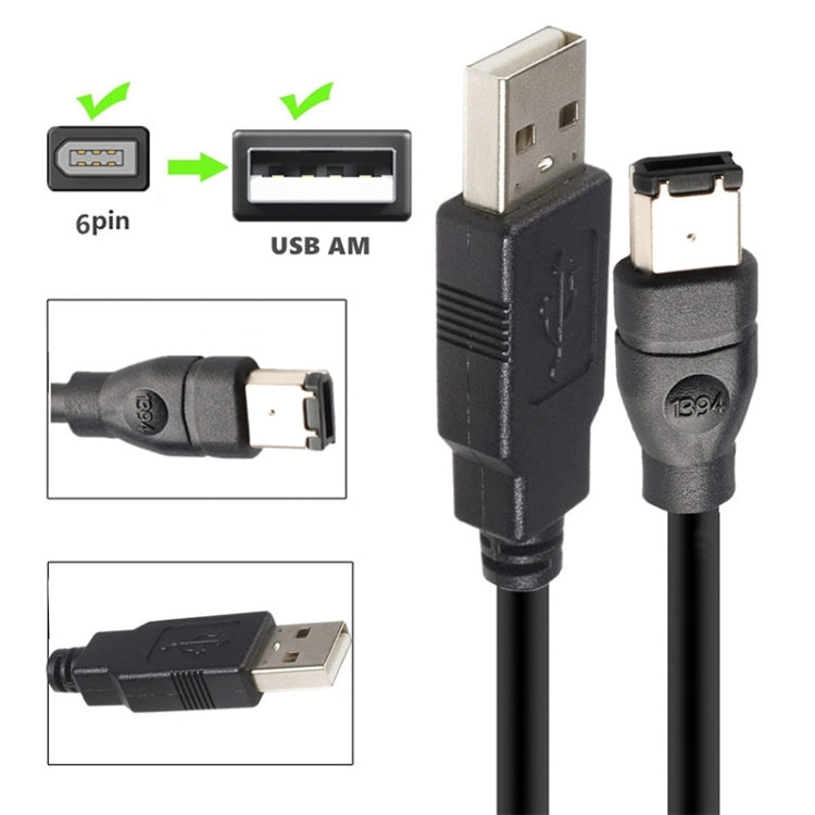 JUNSUNMAY Firewire IEEE 1394 6-Pin Stecker zu USB 2.0 Stecker Adapter Kabel, 1,8m, 3m, 4,5m