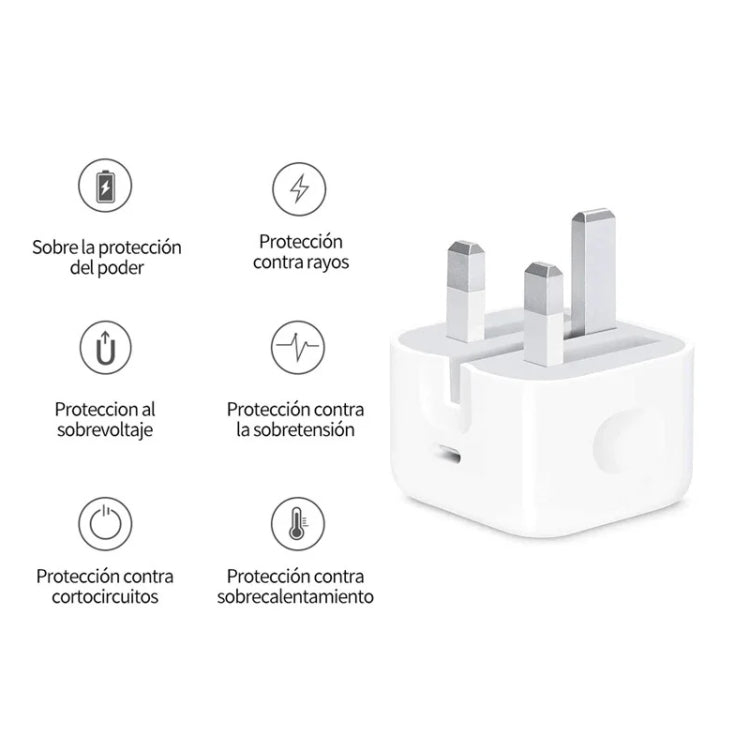 PD35W USB-C / Type-C Port Ladegerät mit 1m Typ-C auf Typ-C Datenkabel, UK Stecker, UK Stecker + Typ-C Kabel