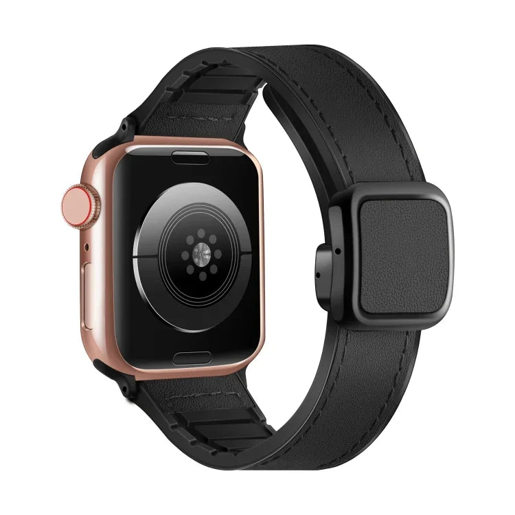Faltbares, magnetisches Silikonarmband mit quadratischer Schnalle, passend für Apple Watch Series 4 (44 mm), Apple Watch Series 4 (40 mm), Apple Watch Series 3 (38 mm) und Apple Watch Series 3 (42 mm).