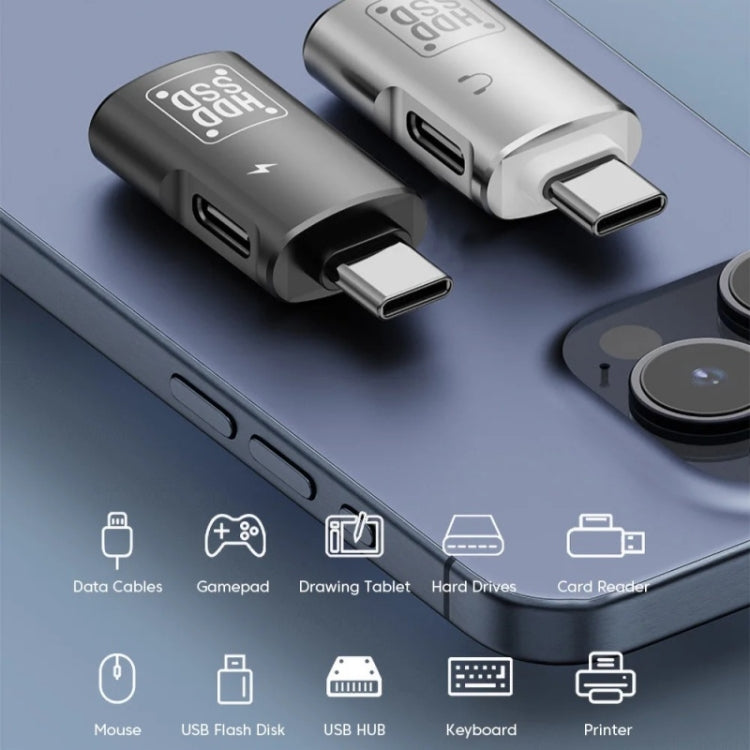 JS-109 USB-C / Type-C to Type-C + USB 3.0 Converter OTG Adapter for Digital Headset and U-Disk, Type-C to Type-C + USB
