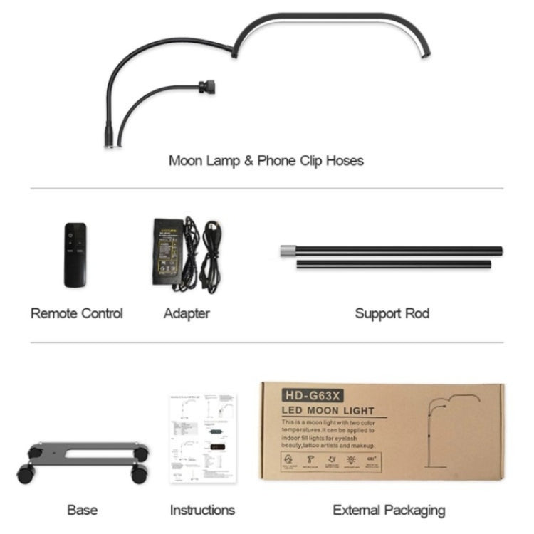 HD-G63X Stehende Fernbedienung Dimmbar LED Mondlampe Maniküre Wimpern Schönheitslampe, US Stecker, UK Stecker, EU Stecker, AU Stecker