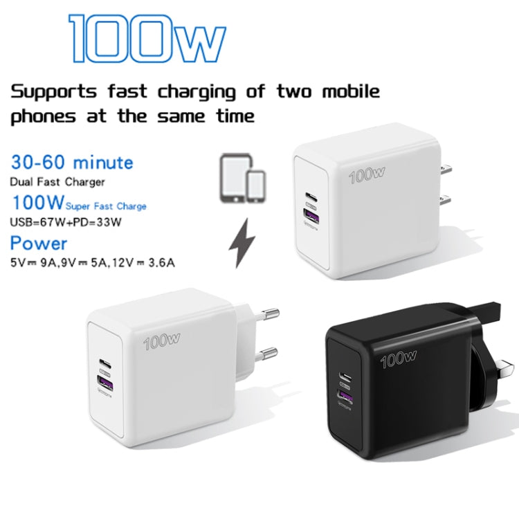 USB 67W / Typ-C PD 33W Super Fast Charging Volles Protokoll Handy Ladegerät, EU Stecker