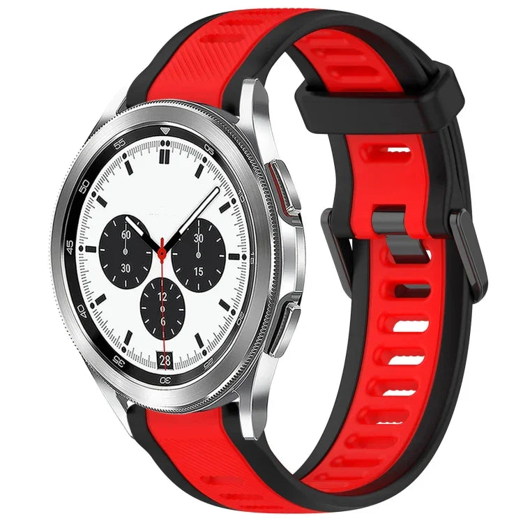 20mm two color silicone watch band for Galaxy Watch, black and red strap for Samsung Galaxy Watch 4 Classic and Active 2.