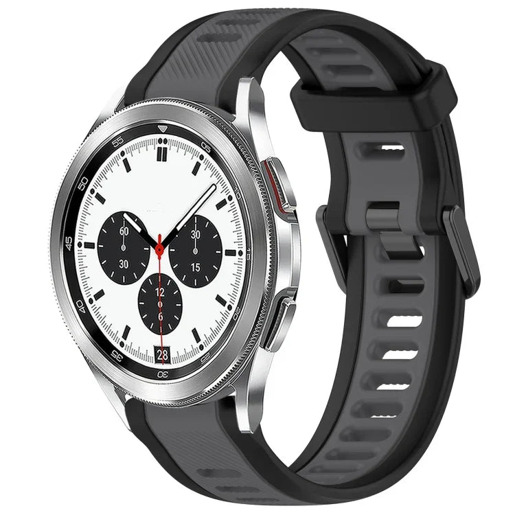 20 mm breites, zweifarbiges Silikonarmband mit Struktur, passend für Samsung Galaxy Watch 4 Classic (42 mm), Samsung Galaxy Watch Active 2 (44 mm), Samsung Galaxy Watch Active 2 (40 mm) und Samsung Galaxy Watch (42 mm).